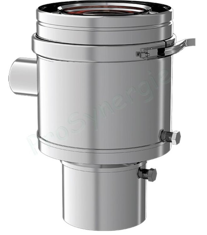 Té prise d´air Ø 80mm avec 2 points de mesure Concentrique BIOX Inox/Inox avec bride et joint - Ø 100/150 mm