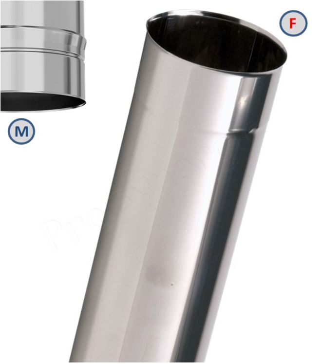 Tuyau fumisterie longueur 0,33 mètre (270 mm utile) Ten Inox 304 Pro (4/10ème) - Ø 153 mm