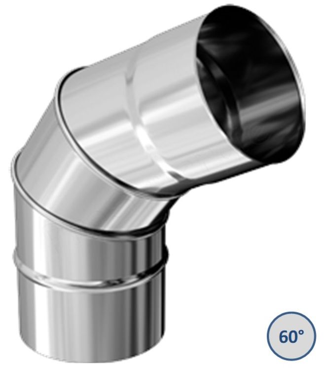 Coudes Fumisterie à 60° (3 secteurs) Ten Inox 304 Pro - Ø 125 à 280 mm