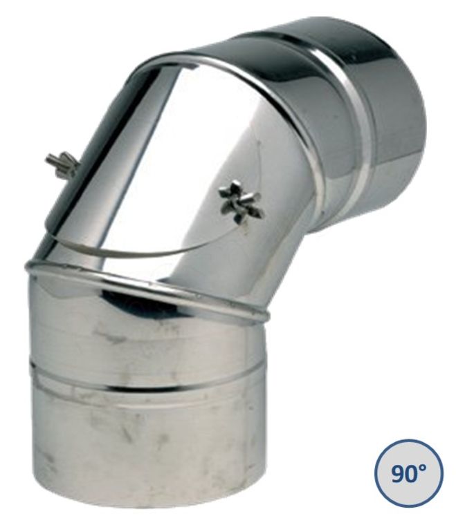 Coudes Fumisterie à 90° (3 secteurs) avec trappe de visite Ten Inox 304 Pro (4/10ème) - Ø 139 mm