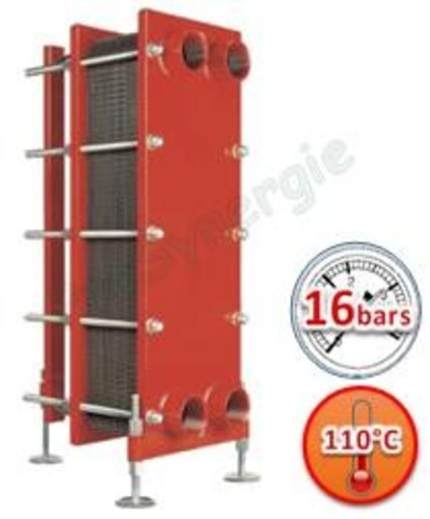Echangeur Z4 16bars 16,5m² 75 plaques Inox démontables joint EPDM 110°C 90m3/h 4 x G 3´´F (HxLxP) 1040x370x332,5mm - 305,4Kg