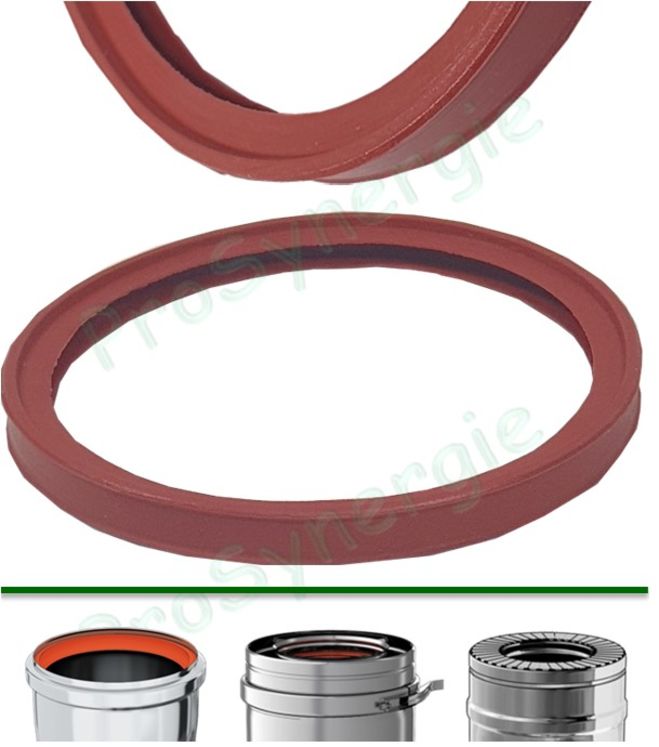 Joint silicone rouge à double lèvre pour tuyau Inox 316 Rigidten, Pression et Duoten - Ø 80 à 200 mm