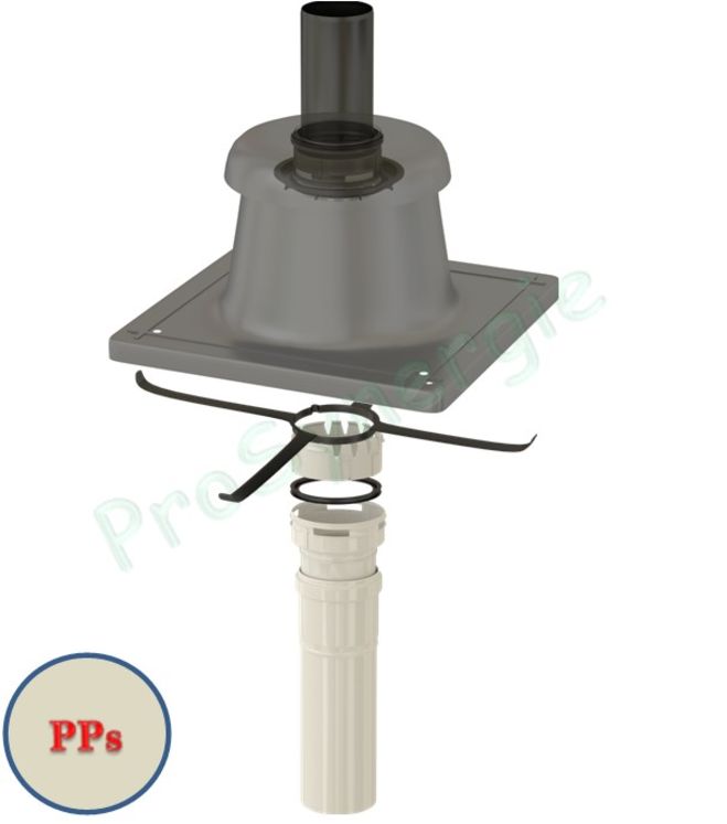 Kit PP Flexible Plafond - Ø  60 mm - (Terminal + 5 Etoiles + Adaptateur + Conduit PPs de 25 cm)