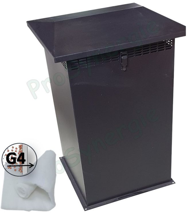 Borne Galva d´Aspiration (+ filtre G4) Classique Noire (LxlxH) 450x450x840mm - pour échangeur Øext. 360mm (DN 300)
