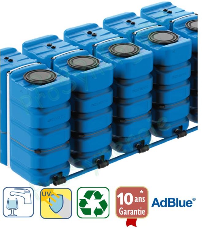 Kit 12 000 litres stockage d'eau potable avec système d´accouplement (6 Cuves Aquablock XL 2000)