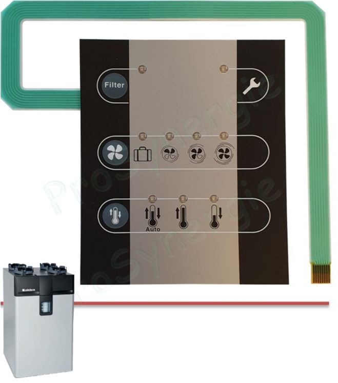 Clavier utilisateur autocollant 3 boutons (température, ventilateur et filtre) + 9 diodes - pour VMC Double-Flux Aldes Cube 300 ou 370