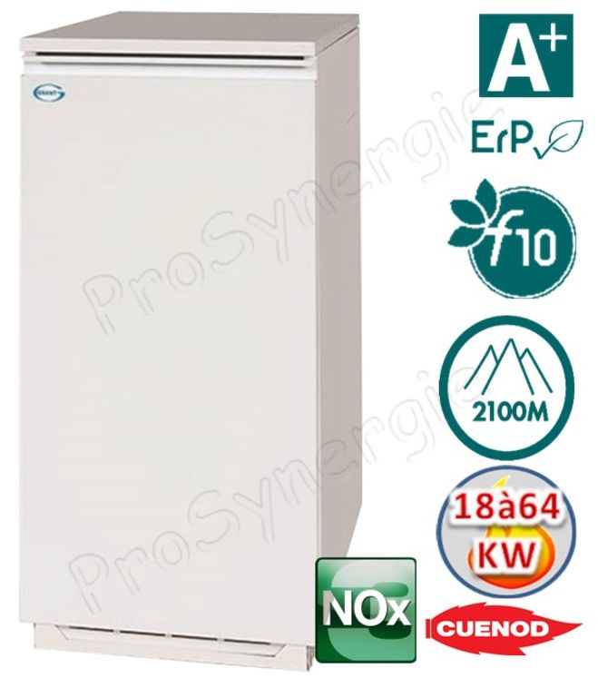 Chaudière Fioul Vortex Utility Bas NOx à condensation 24Kw Ventouse ou cheminée Ø80 classe A (n>92%) - HxLxP = 858x470x604 - 112Kg