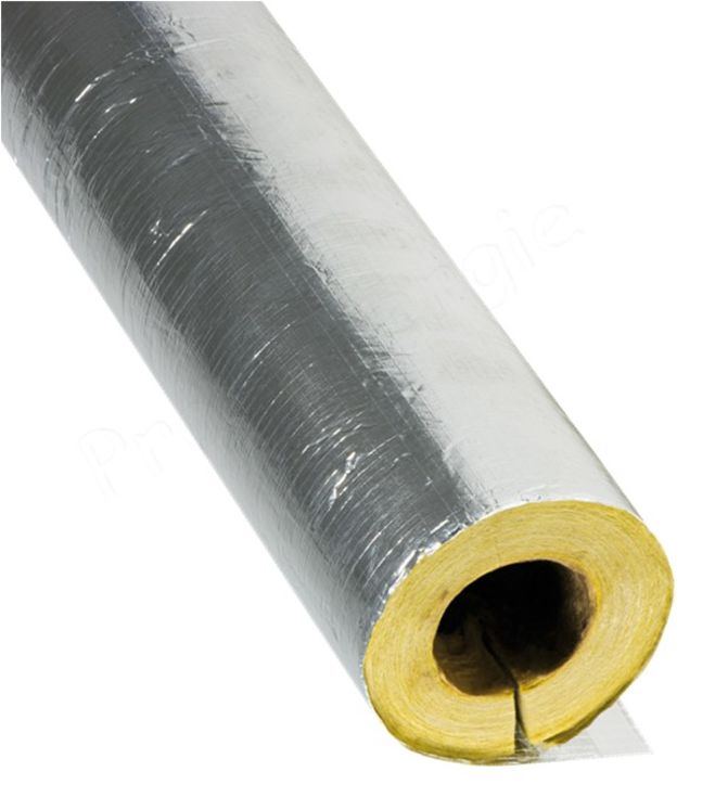 Coquille isolante concentrique laine de verre (60 à 90 Kg/m²) + protection aluminium Longueur 1,2m Epaiseur 60mm - pour tuyau Øint. 35mm (6m ou 5 pce/carton)