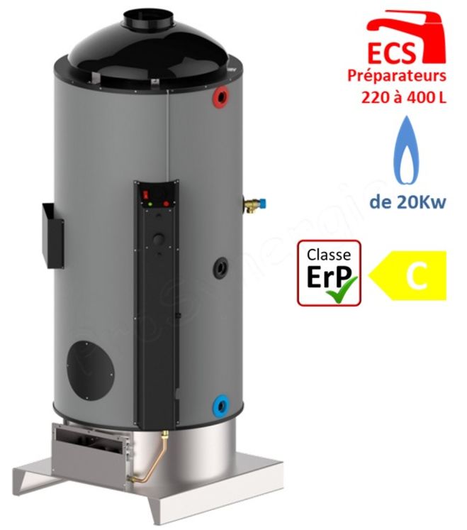 TX 220 - Préparateur d´eau chaude sanitaire gaz 19,8Kw  220 raccordement cheminée Ø 80mm - HxLxP=1600x720x720mm