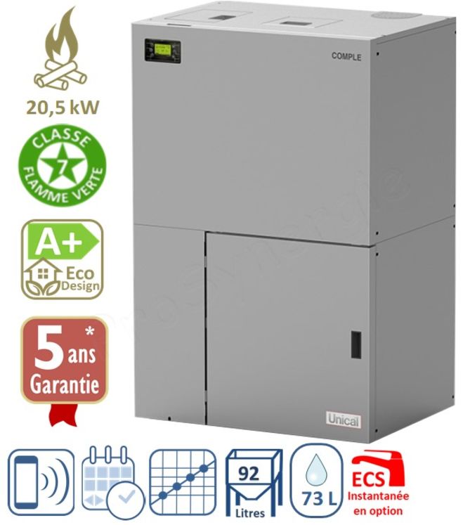 COMPLE 20 - Chaudière 18,9Kw réservoir 50 litres Mixte (chauffage + ECS instantanée) raccordement cheminée Ø 100mm - HxLxP=1373x880x660mm