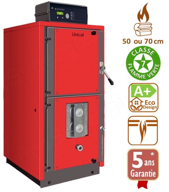 FIREX 2S - Chaudière 30,6 à 49,1 Kw, Flamme inversée (gazéification) raccordement cheminée Ø 150 à 200 mm