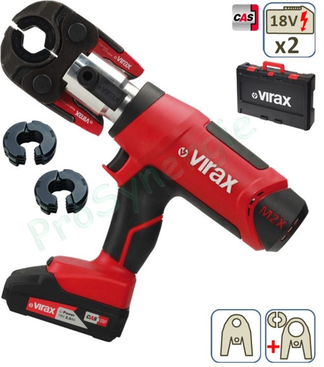 Sertisseuse Viper M2X Virax - Coffret 2 batteries 18V et chargeur avec Pince mère et Inserts RF-P12-16-20 - Capacité maxi métal 28 mm et composites 40 mm