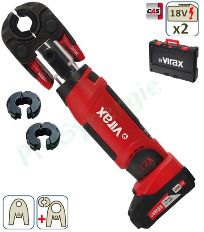 Sertisseuse Viper L2X Virax - Coffret 2 batteries 18V et chargeur avec Pince mère et Inserts RF-P12-16-20 - Capacité maxi métal 28 mm et composites 40 mm