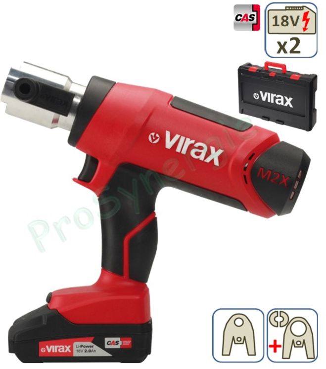 Sertisseuse Viper M2X Virax - Coffret 2 batteries 18V et chargeur sans Pince mère et sans Inserts - Capacité maxi métal 28 mm et composites 40 mm