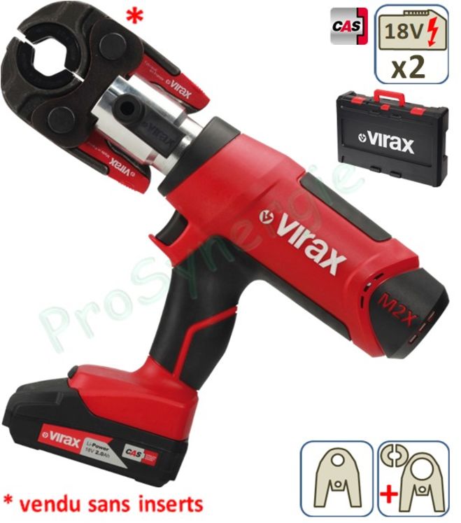 Sertisseuse Viper M2X Virax - Coffret 2 batteries 18V et chargeur avec Pince mère et sans Inserts - Capacité maxi métal 28 mm et composites 40 mm