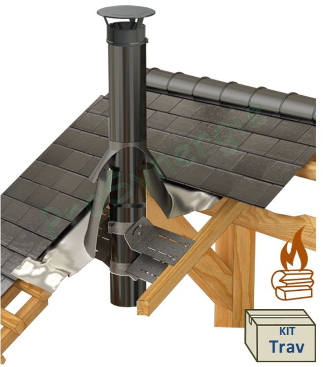 Kit Intérieur et plafond rampant - Conduit de Cheminée Isolé Duoten (Hauteur 1,5 mètre)
