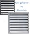 Grille extérieure Aluminium anodié ou Acier galvanisé pour entrée ou rejet d´air - ailette fixes pas de 80 mm, de 300x300 à 3 000x3 000 mm