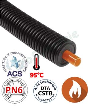 Tube simple flexible pré-isolé (à enterrer) Chauffage TERRAFLEX PN6 - Ø 25 à 125mm (DN20 à 100)