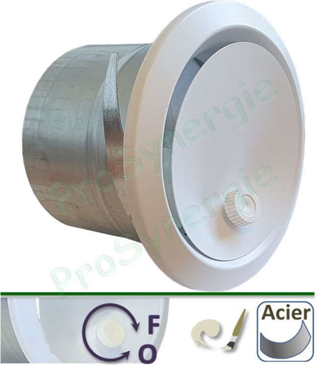 Bouche d'insufflation métalliques BIR - réglable et orientable + Manchette Ø100mm