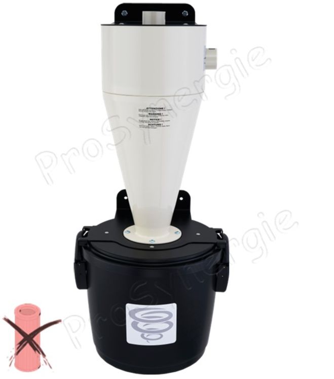 Turbix Small - Pré-séparateur cyclonique acier peint époxy (bac à poussière plastique) (séparation, interception poussières) transfert pneumatique granulés dimensions ØxH = 385x862 mm 21 litres raccordement Ø 50mm