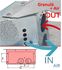 Cassette double connexion latérale long. x larg. x haut. = 323x323x160 mm équipée d´un capteur buse avec dôme anti-bourrage raccords (aspir. + retour) Ø 50 mm - pour extraction pneumatique de granulés sous un silo