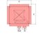 Cassette double connexion latérale long. x larg. x haut. = 323x323x160 mm équipée d´un capteur buse avec dôme anti-bourrage raccords (aspir. + retour) Ø 50 mm - pour extraction pneumatique de granulés sous un silo