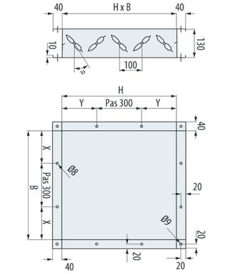 Grille de ventilation rectangulaire en inox - 350 x 130 mm