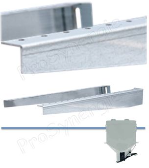 Paire d´équerres en console murale horizontale longueur 580 mm pour doseur rectangulaire