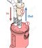 Vanne pneumatique avec manchon caoutchouc interne d´obturation par air comprimé DN 50 mm (fileté Gas 2´´) + raccord PVC pression (à coller) M/F 66/50mm alimenté via électrovanne NF G1/8´´ 230 Vac