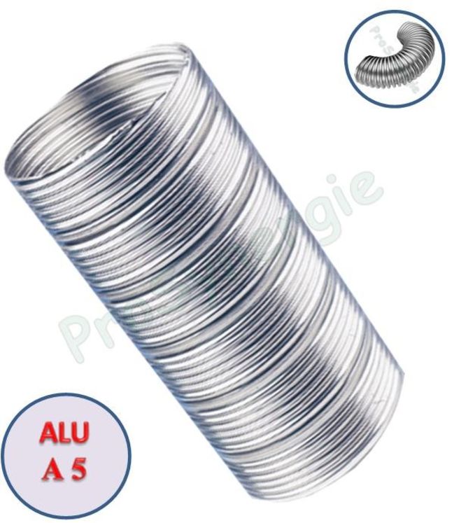 DESTOCKAGE - 6m Tubage Flexible Simple Peau pour conduit de cheminée Aluminium A5 Ø (int./ext.) 200/206mm