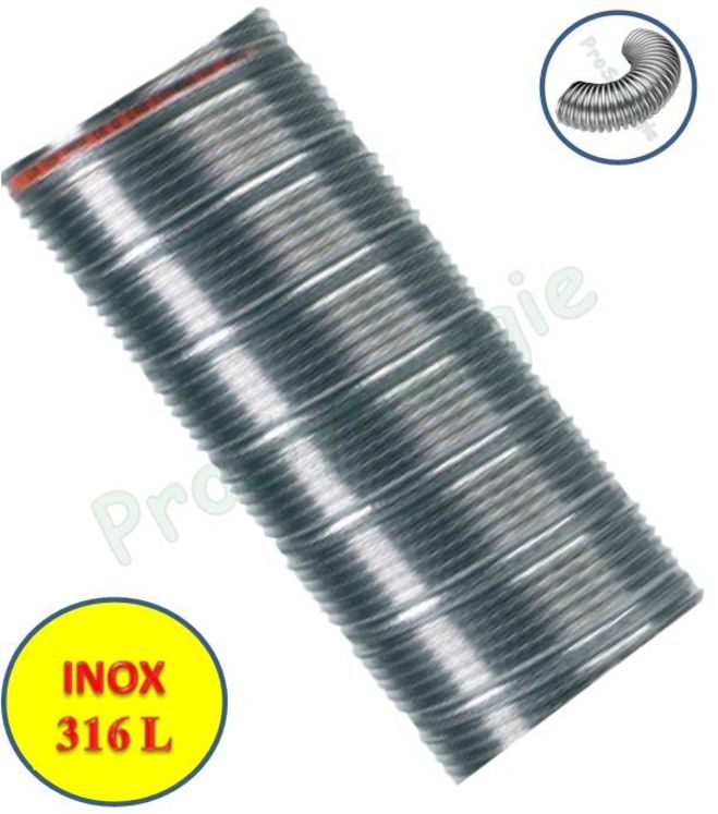 Mètre de Tubage Flexible Simple Peau Inox 316L (à la coupe) pour conduit de cheminée Ø 100/106 (int./ext.)