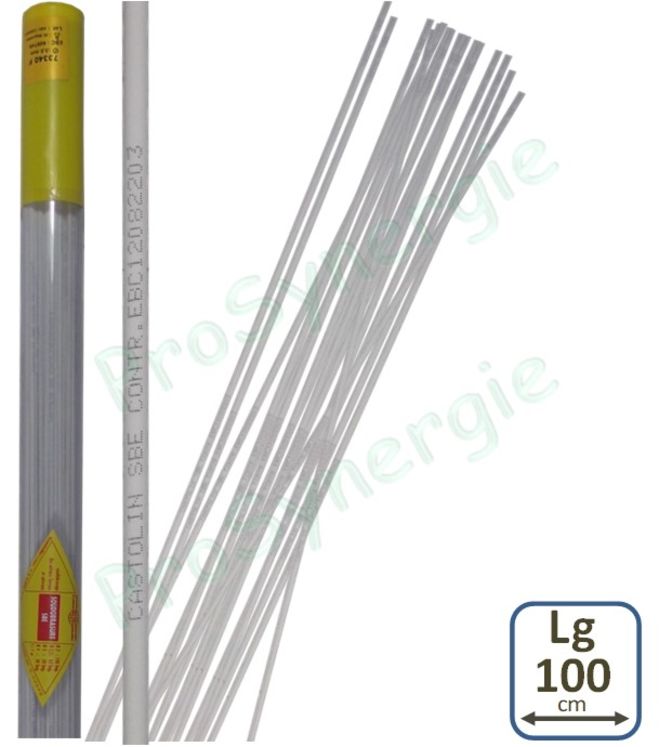 Soudobrasure CASTOLIN Enrobée cuivre et métaux ferreux - 50 Baguettes enrobées SBE - Ø 3 mm - Lg 1m