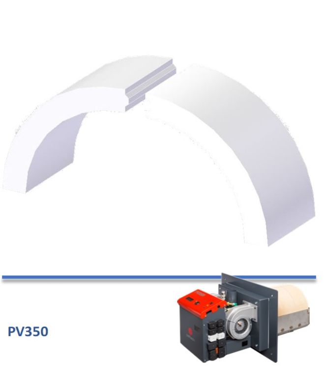 Paire de briques réfractaires de voûte pour chambre de combustion de brûleur PV350c