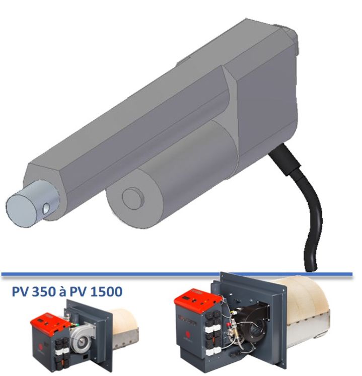 Moteur linéaire pour grille de combustion mobile de brûleur PV 350. 100 mm, 700 N
