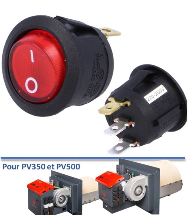 Switch 3-terminal. ON/OFF. red lamp for PV 350a/500