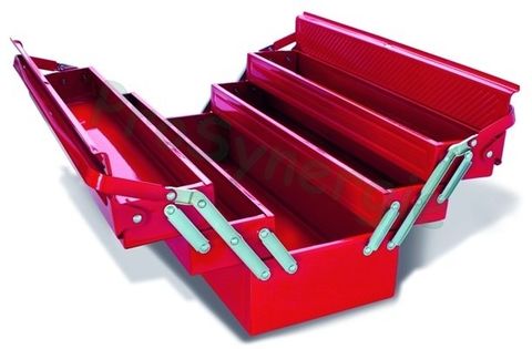 Caisse à outils métallique vide 5 compartiments 3 niveaux - 200 x 210 x 550  mm