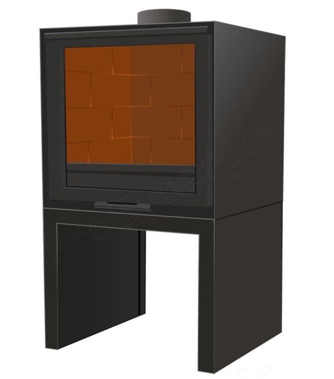 Poêle-cheminée Technika  Poêle-cheminée 550 Noir, Dimensions hors tout HxLxP = 1000x550x495, puissance 11,9 kW, classe énergétique A