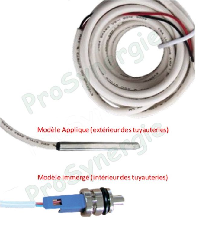 Sonde électronique de température d´eau (départ ou retour) CTN 10 K at 25 °C (class I, IP68, sauf connecteur)