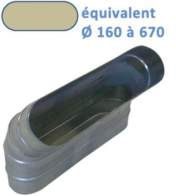 CVO 45 - Coude 45° Vertical Galva Oblong - Hauteur 130 mm - Largeur 325 mm