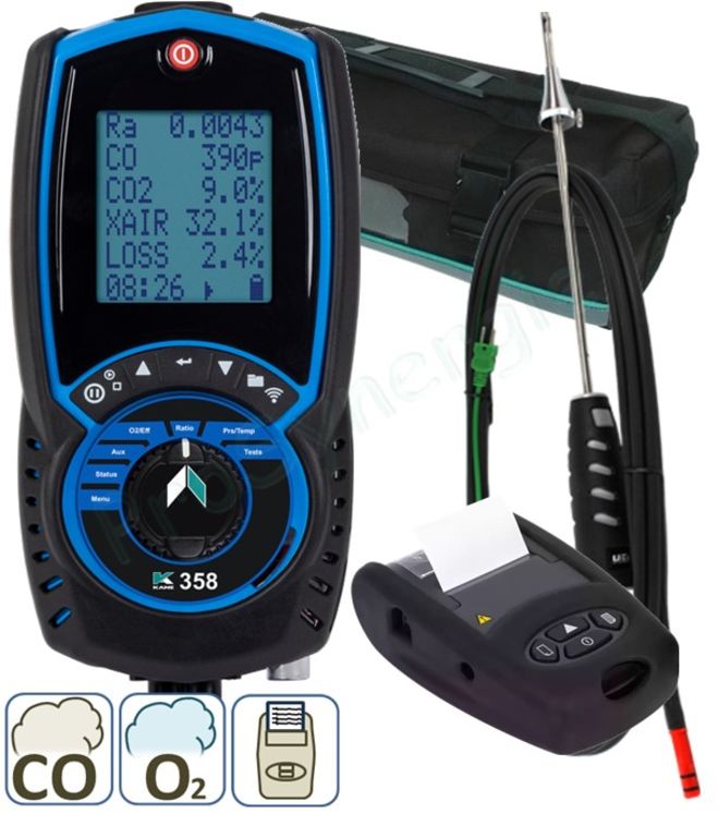 Analyseur de combustion Kane 358KitPro + sonde + Imprimante + chargeur