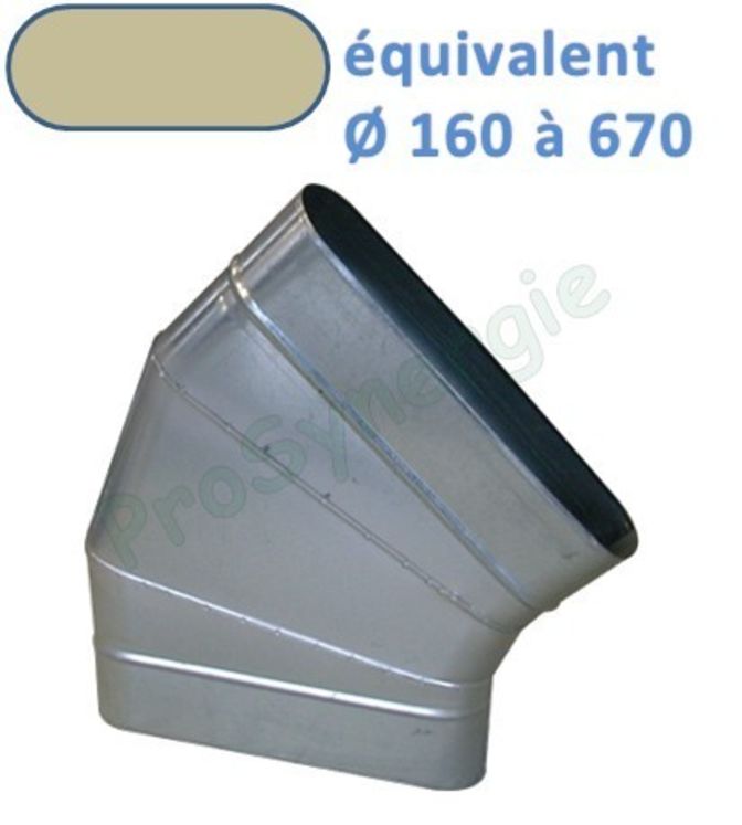 CHO 45 - Coude 45 ° Horizontal Galva Oblong - Hauteur 100 mm - Largeur 350 mm