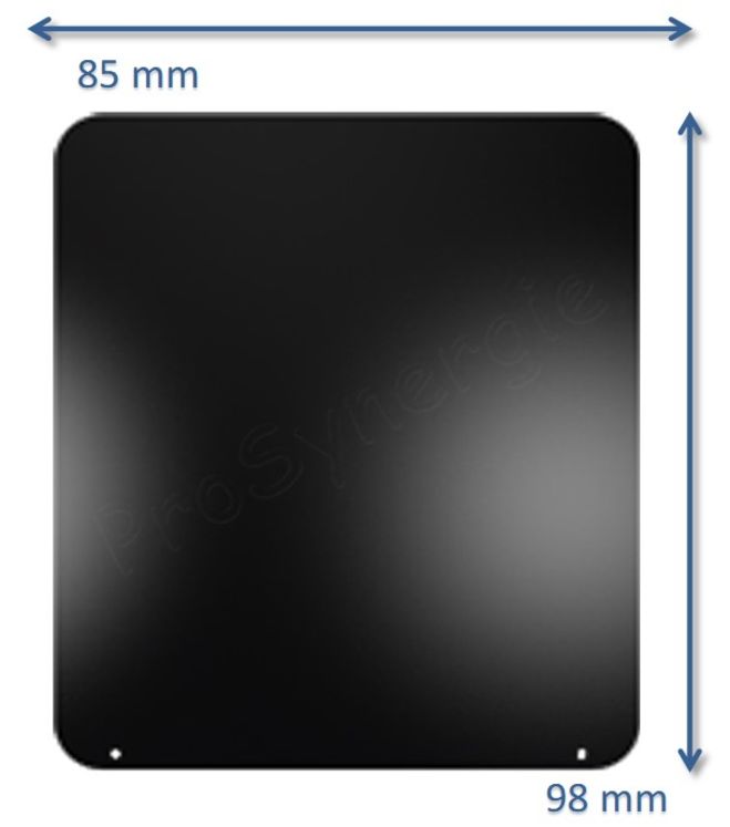 Plaque acier 1.5 mm (protection plancher pour poêle) rectangulaire avec revêtement émail noir RAL9005 - Long. x Larg. = 850 x 980 mm