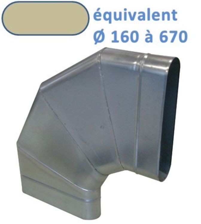 CHO 90 - Coude 90 ° Horizontal Galva Oblong - Hauteur 215 mm - Largeur 880 mm