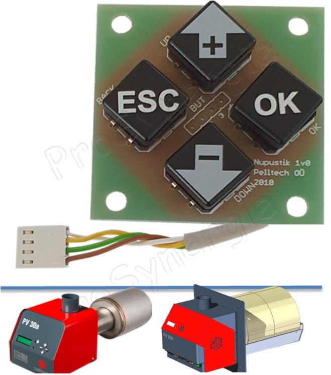 Interface de commande 4 boutons avec câble 20cm et connecteur pour brûleur PV 20/30/100/180