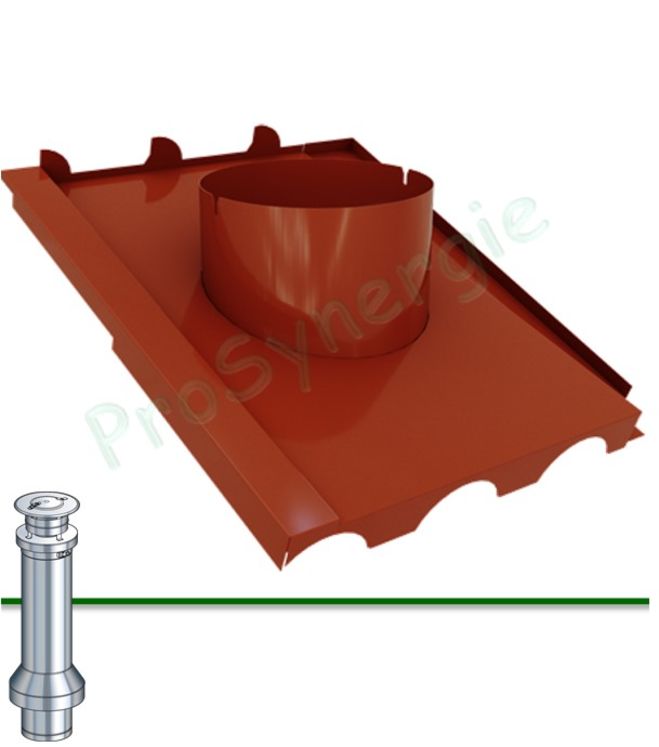 Embase étanchéité tuiles et couverture acier ondulée nervurée pour sortie de toit Inox ronde LISS-ISO DP