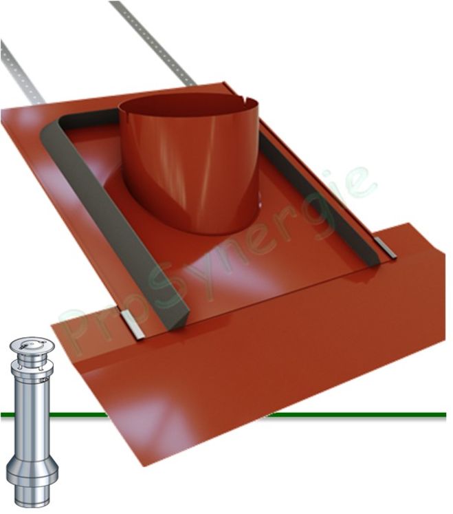 Embase étanchéité avec kit d’étanchéité pour sortie de toit Inox ronde LISS-ISO DP