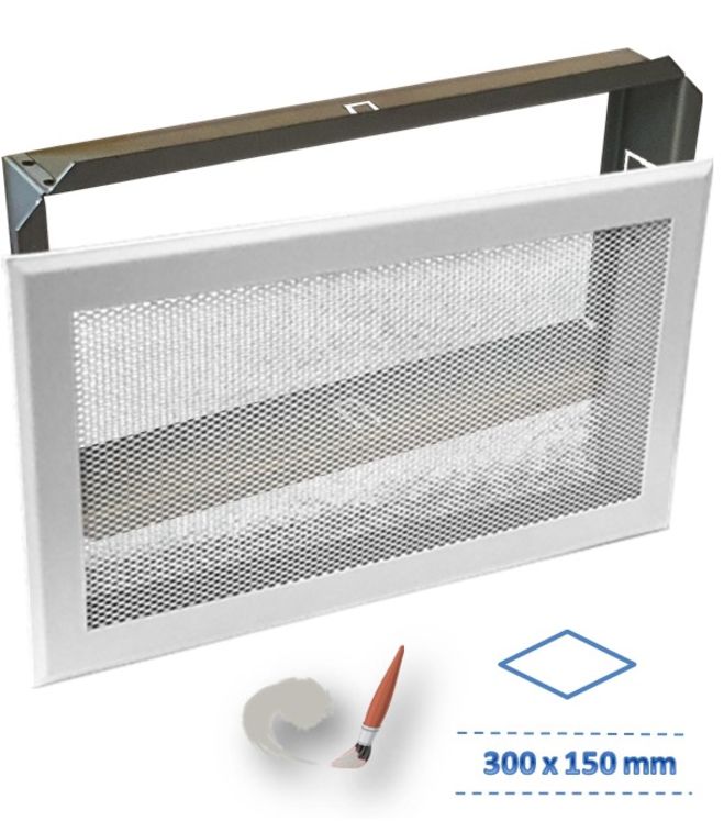 Grille d´aération blanche pour coffrage Conduit de Fumée Isolé 300 x 150mm (à l´unité)