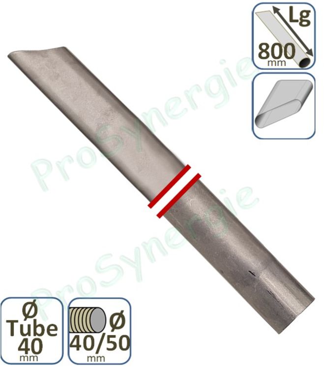 Suceur Aspirateur droit plat - Longueur  800 mm - Ø 40 mm alu - Pour tuyau Ø 40/50 mm