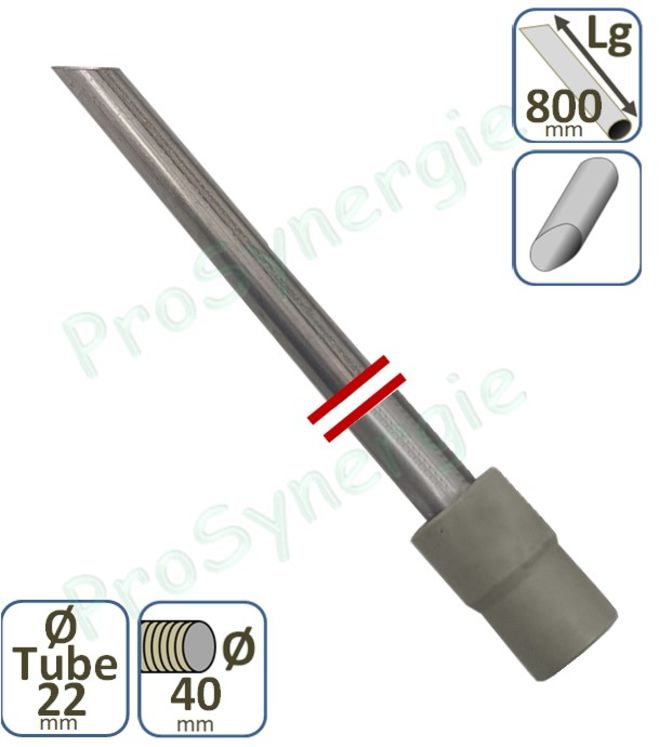 Suceur Aspirateur droit circulaire - Longueur  800 mm - Ø 22 mm inox - Pour tuyau Ø 40 mm