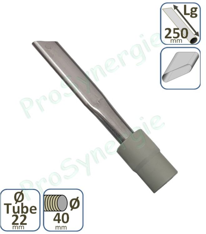 Suceur Aspirateur droit plat - Longueur  250 mm - Ø 22 mm inox - Pour tuyau Ø 40 mm